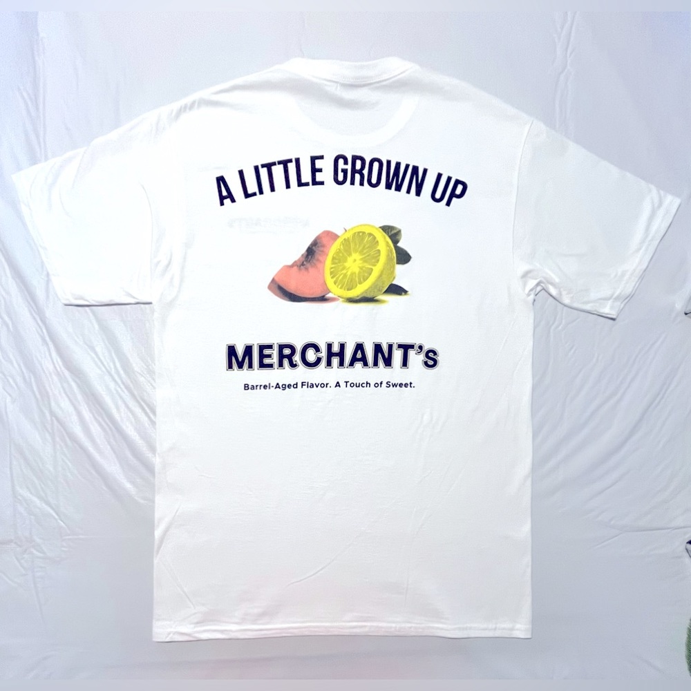 New! Adults M Medium WHITE Tee T-SHIRT MERCHANTS HARD LEMONADE PEACH TEA